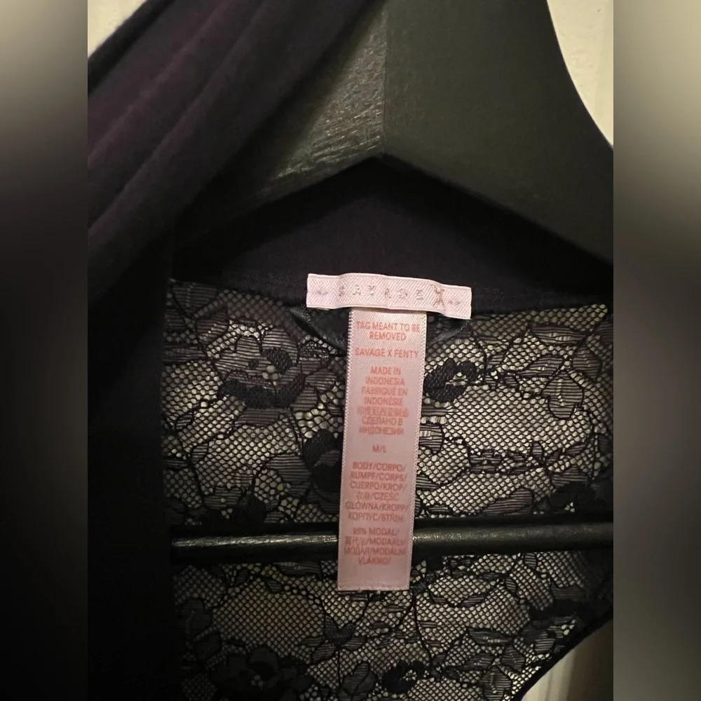 Savage Fenty Woman Robe Black Long Lace Size M/L - Picture 7 of 10